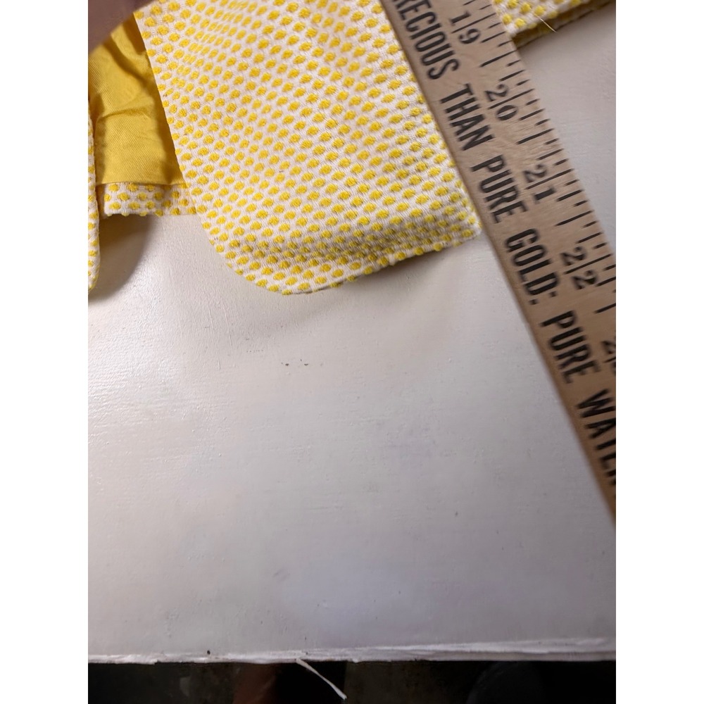 Talbots Blazer Womens 10 Yellow Textured Dot Open Front Mandarin Collar - Picture 5 of 6